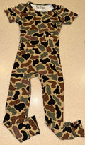 Camo No Zip Bamboo Romper Pant Set