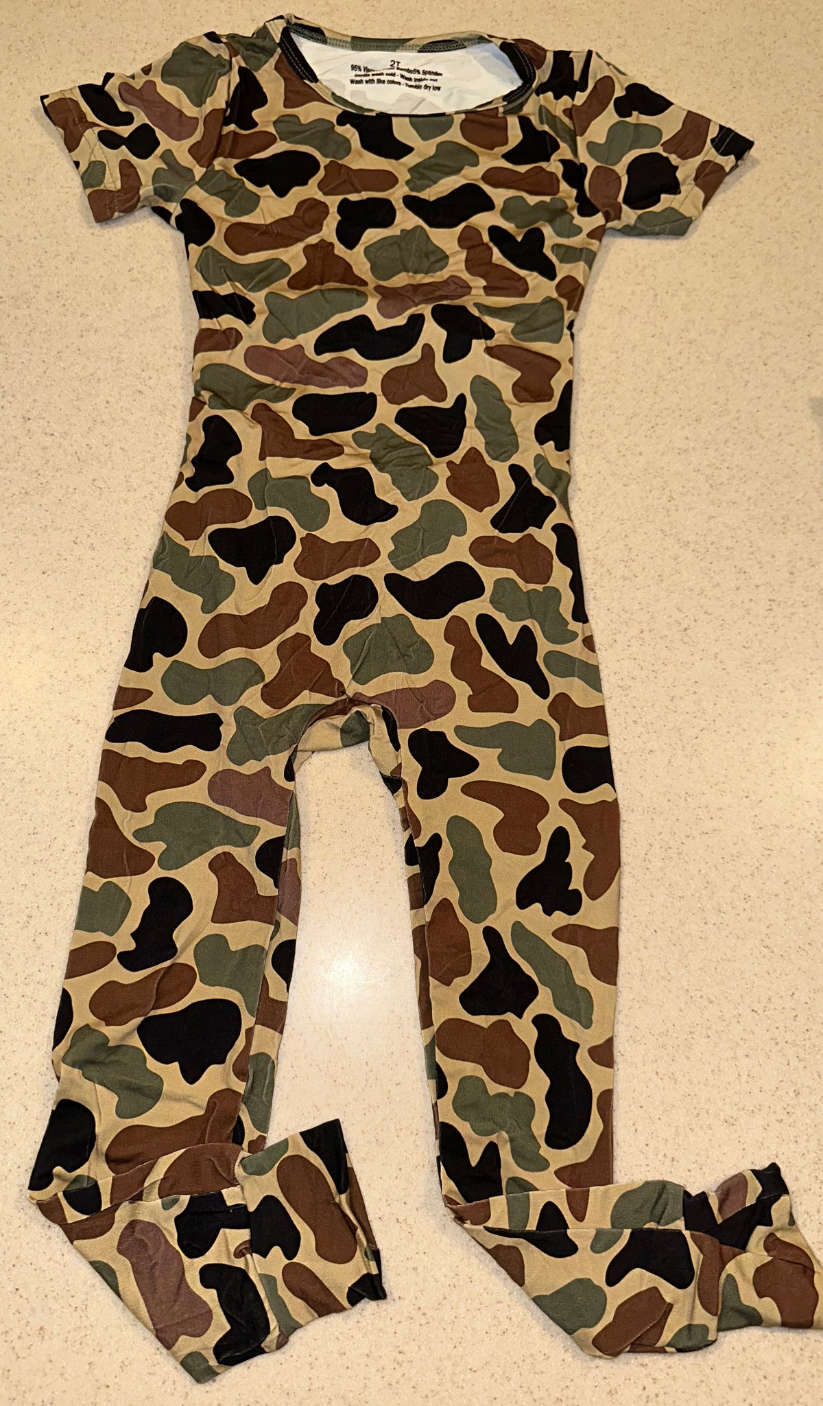 Camo No Zip Bamboo Romper Pant Set