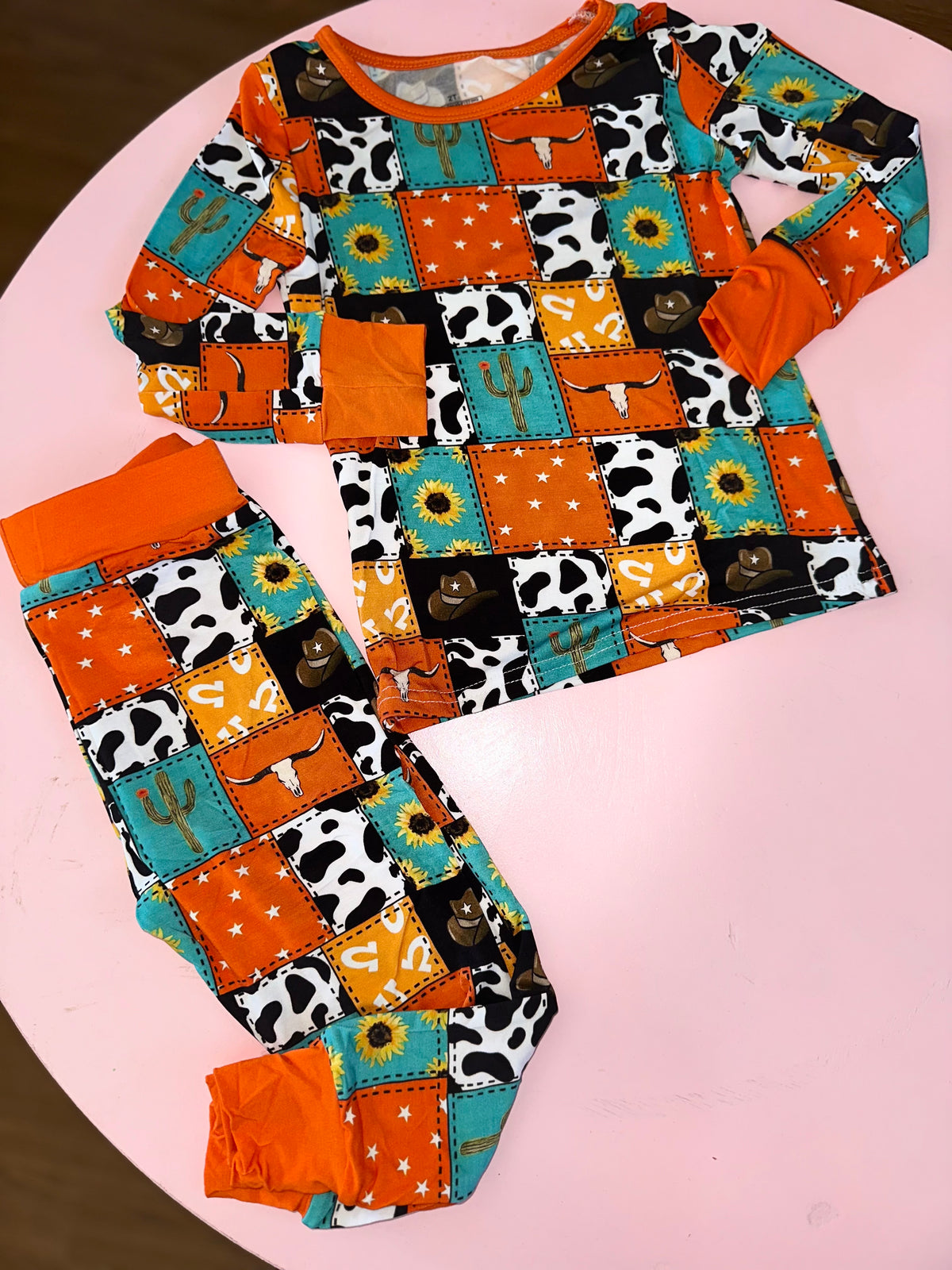 Orange Western Print 2Pc Set