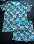 🩵 Turquoise Floral Bows 2Pc Set